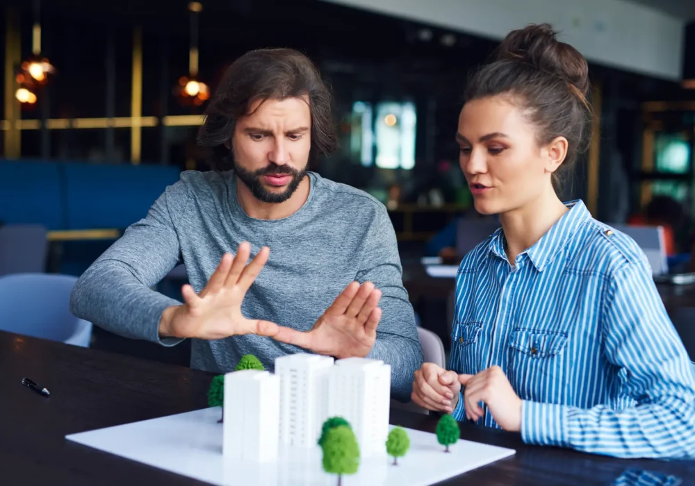 Businessman explaining concept in details